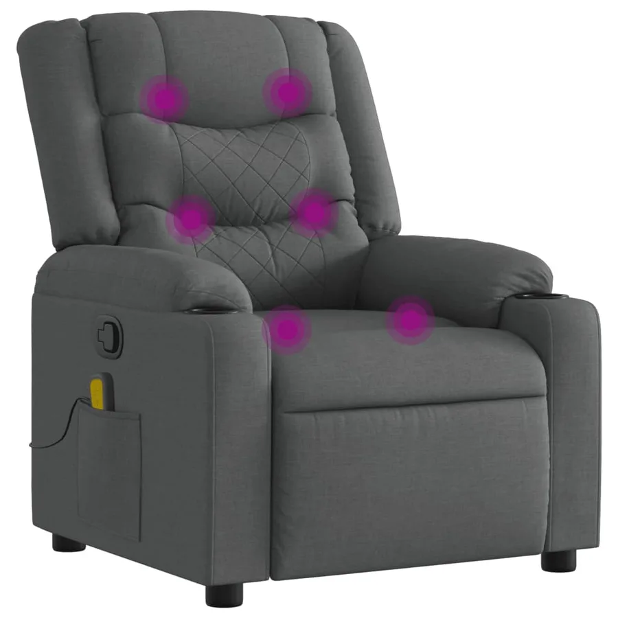 Fauteuil de massage inclinable gris foncé tissu - 2