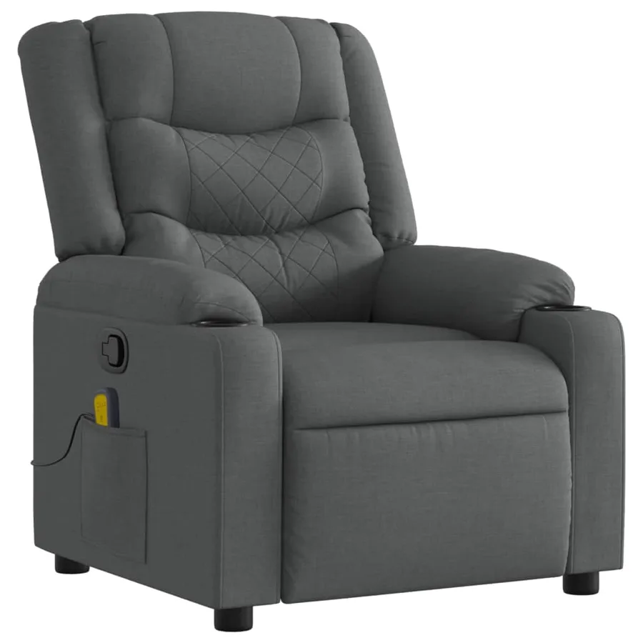 Fauteuil de massage inclinable gris foncé tissu - 3