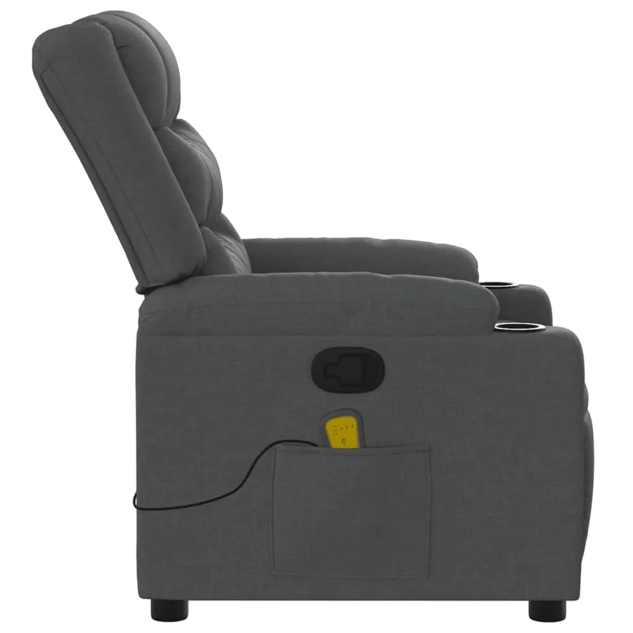 Fauteuil de massage inclinable gris foncé tissu - 8