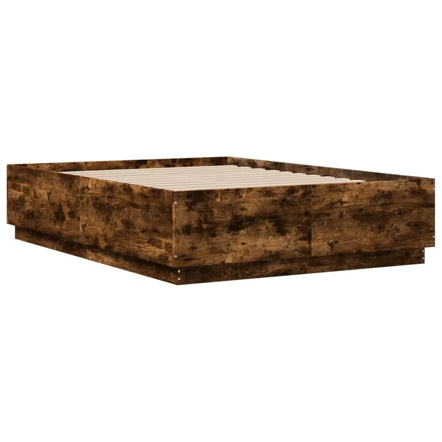 Cadre de lit avec LED sans matelas chêne fumé 120x190 cm - 8