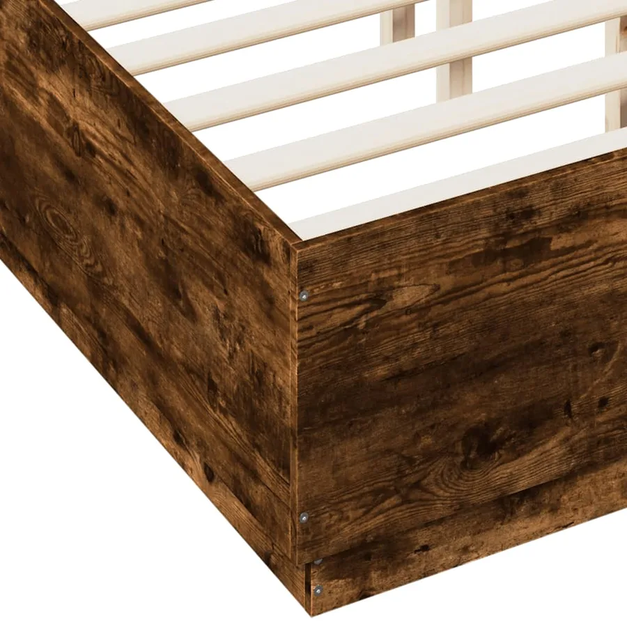Cadre de lit avec LED sans matelas chêne fumé 120x190 cm - 9