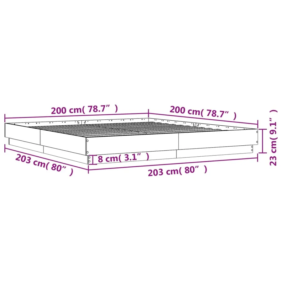 Cadre de lit avec LED sans matelas blanc 200x200 cm - 14