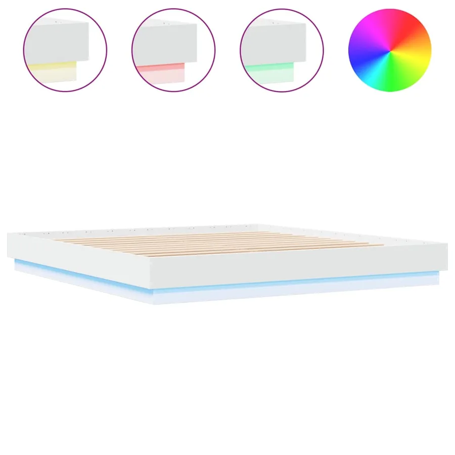 Cadre de lit avec LED sans matelas blanc 200x200 cm - 2