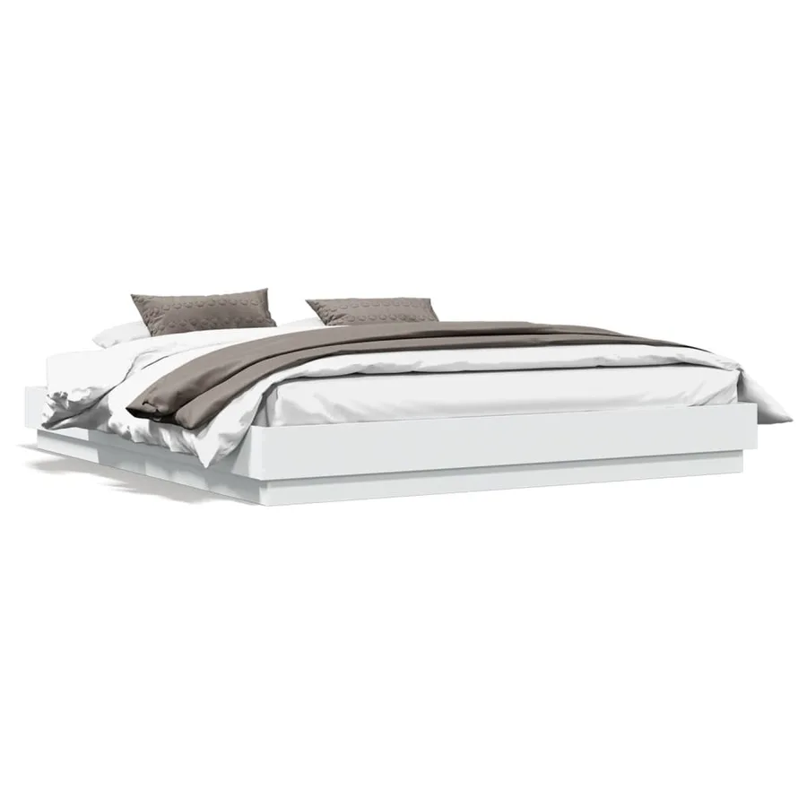 Cadre de lit avec LED sans matelas blanc 200x200 cm - 5