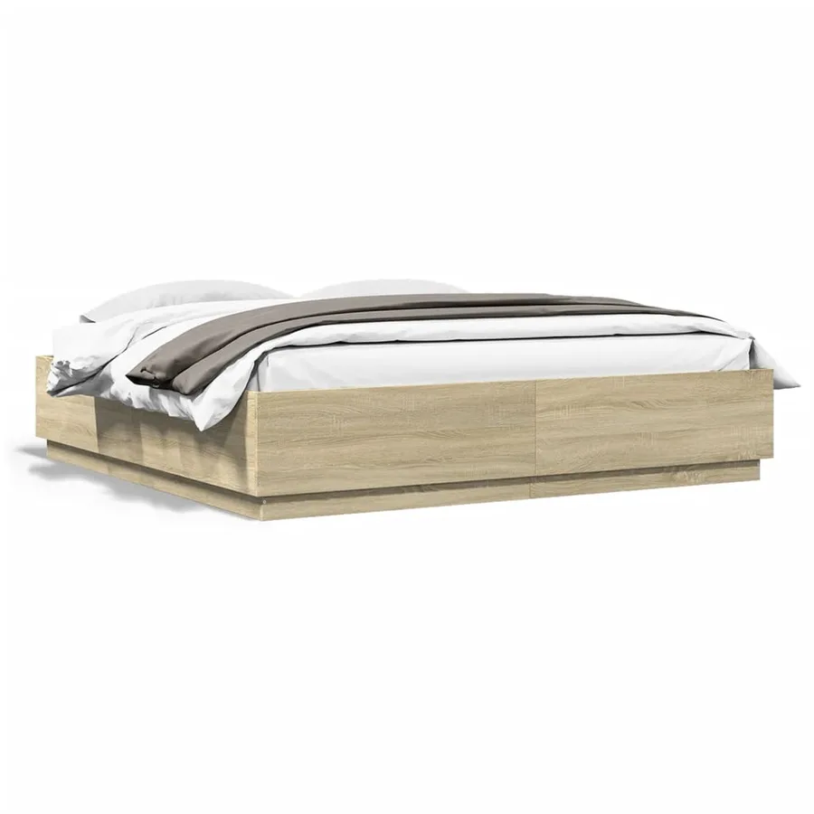 Cadre de lit avec LED sans matelas chêne sonoma 200x200 cm - 5