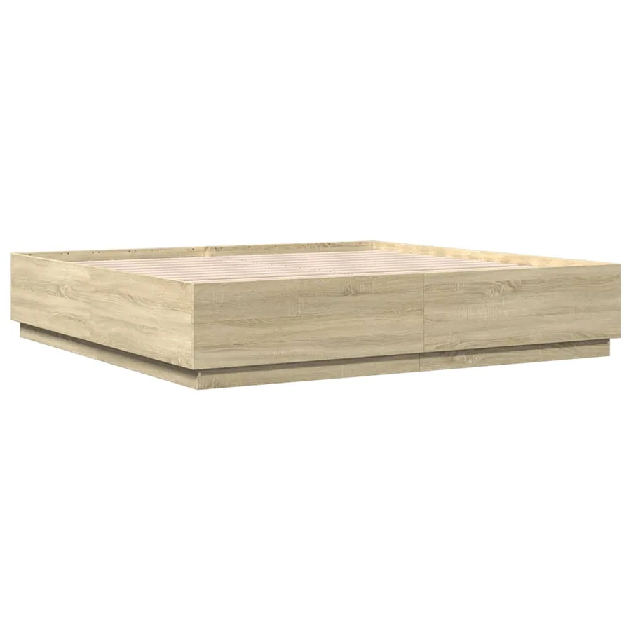 Cadre de lit avec LED sans matelas chêne sonoma 200x200 cm - 8