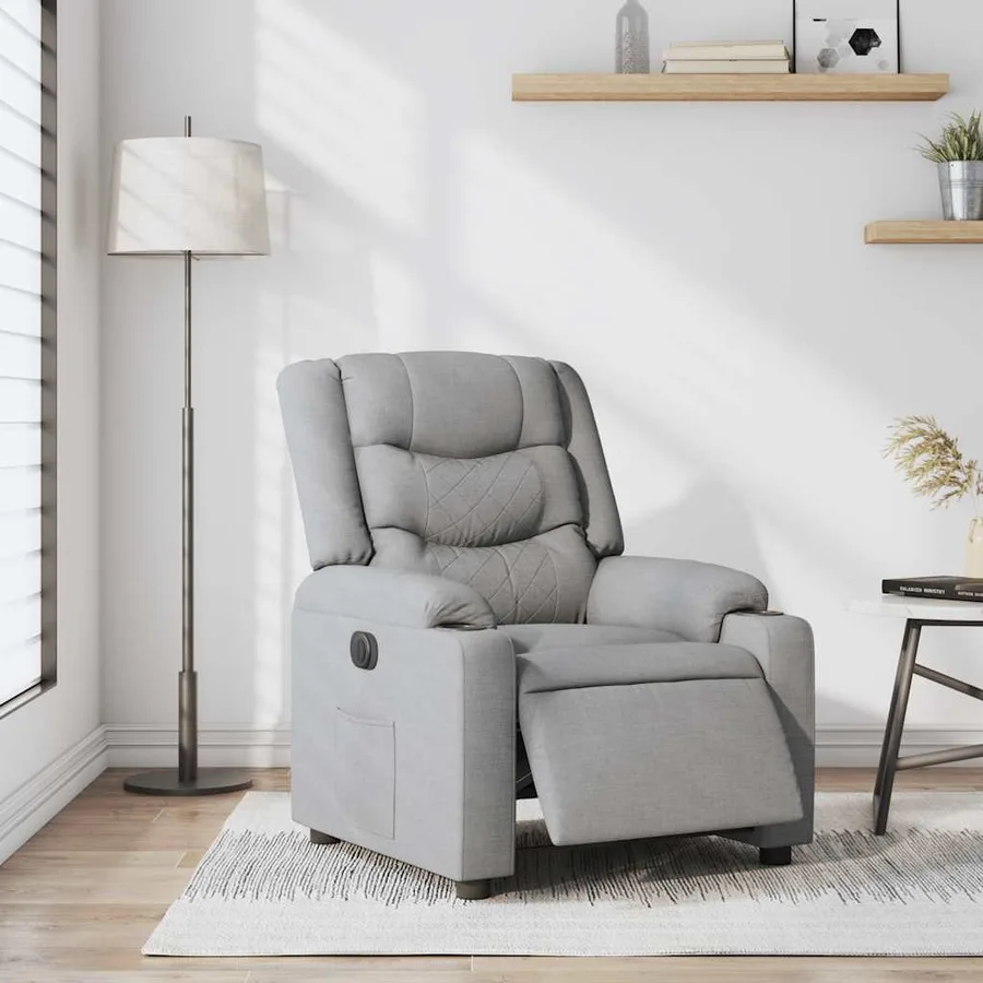 Fauteuil inclinable électrique Gris clair Tissu - 15