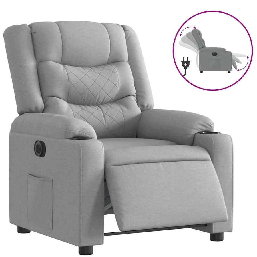 Fauteuil inclinable électrique Gris clair Tissu - 2