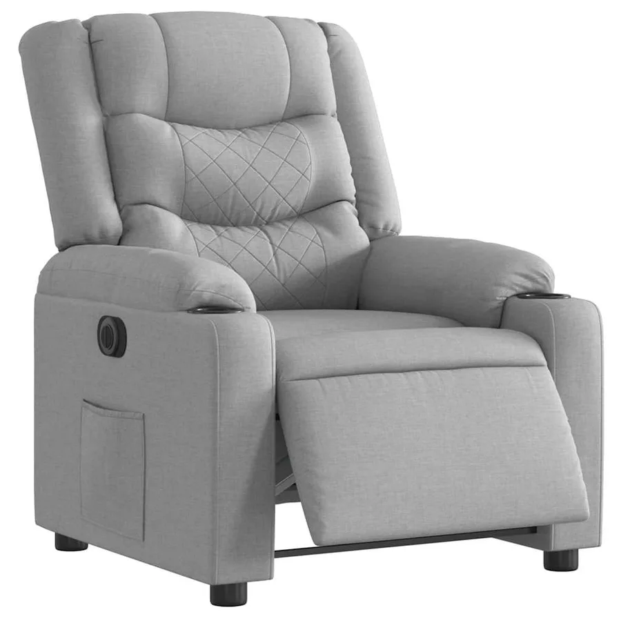 Fauteuil inclinable électrique Gris clair Tissu - 3