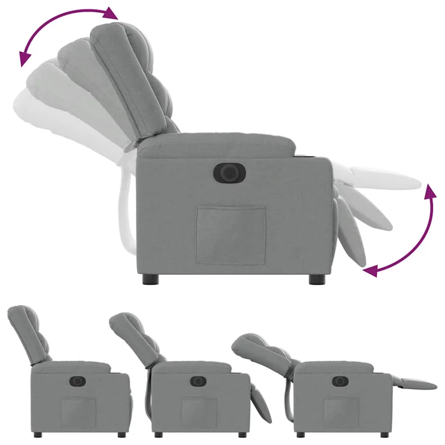 Fauteuil inclinable électrique Gris clair Tissu - 7