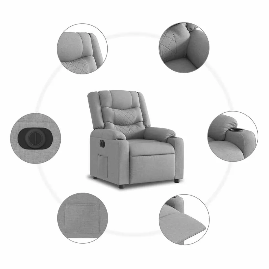 Fauteuil inclinable électrique Gris clair Tissu - 8