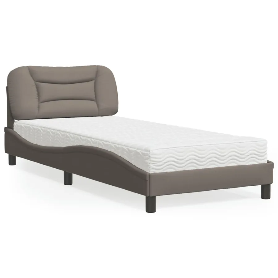 Lit avec matelas Hvar taupe 90x190 cm tissu
