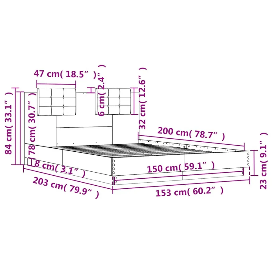 Cadre de lit avec LED sans matelas blanc 150x200 cm - 14