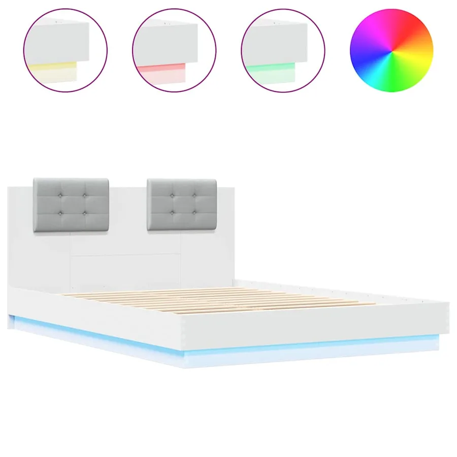 Cadre de lit avec LED sans matelas blanc 150x200 cm - 2