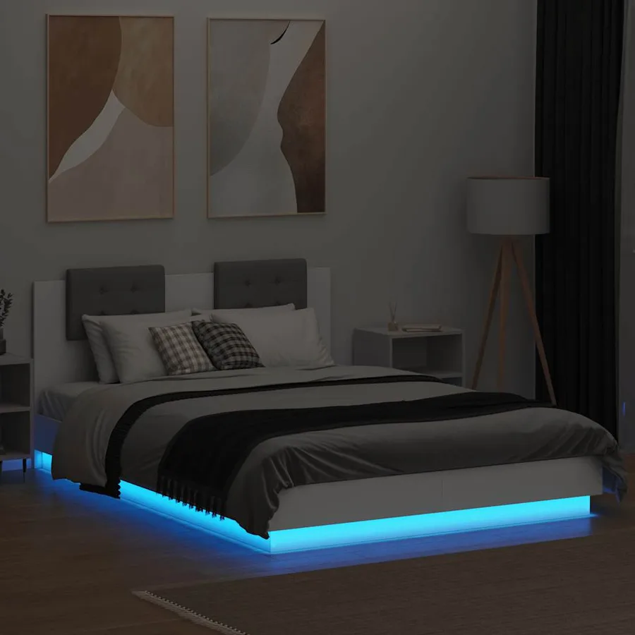 Cadre de lit avec LED sans matelas blanc 150x200 cm - 4