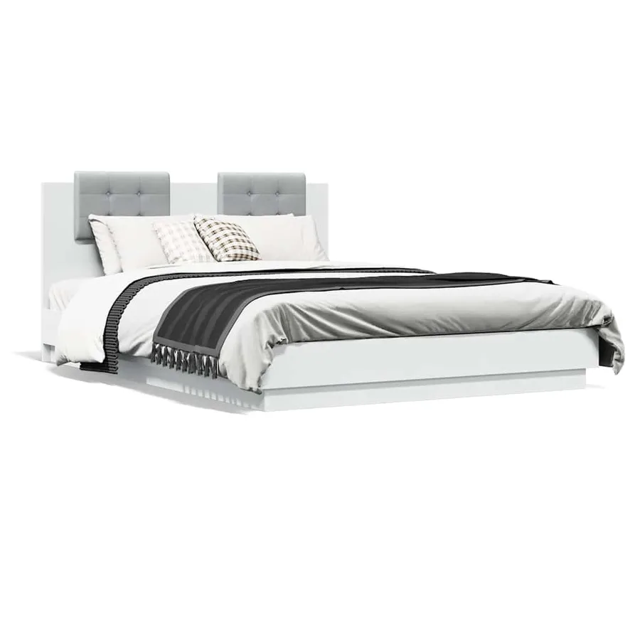 Cadre de lit avec LED sans matelas blanc 150x200 cm - 5