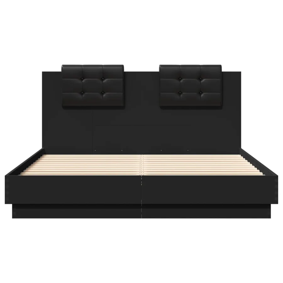 Cadre de lit sans matelas noir 150x200 cm - 4