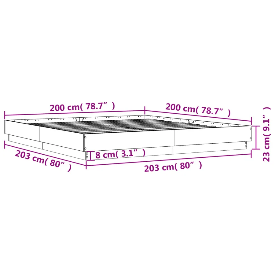 Cadre de lit sans matelas blanc 200x200 cm - 9