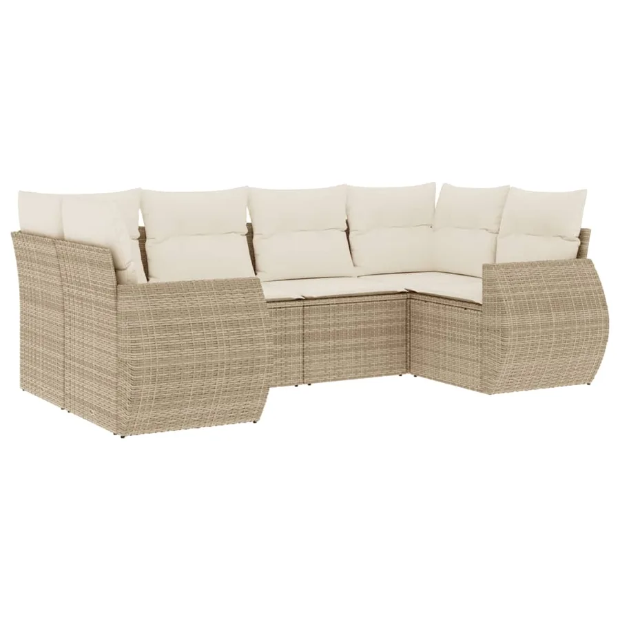 Salon de jardin avec coussins 6 pcs beige résine tressée - 2