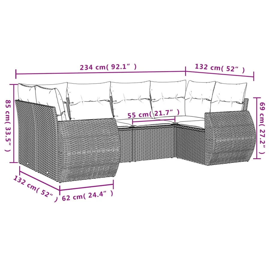 Salon de jardin avec coussins 6 pcs beige résine tressée - 3