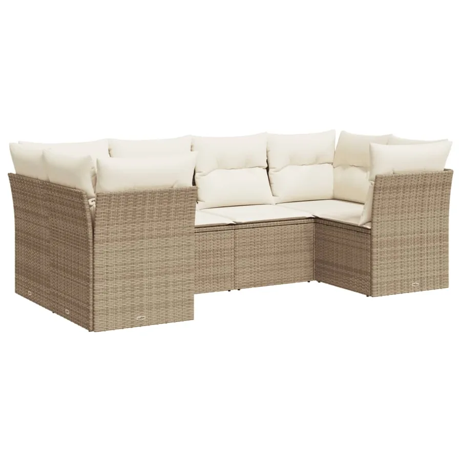 Salon de jardin avec coussins 6 pcs beige résine tressée - 2