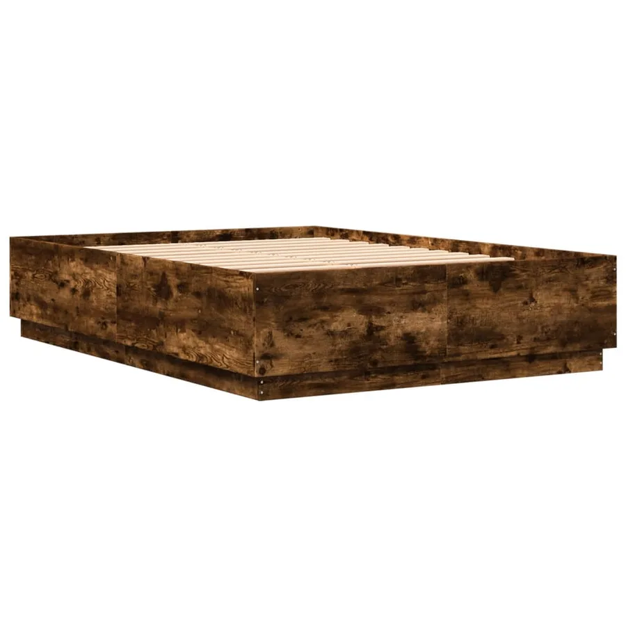 Cadre de lit avec LED sans matelas chêne fumé 120x200 cm - 8