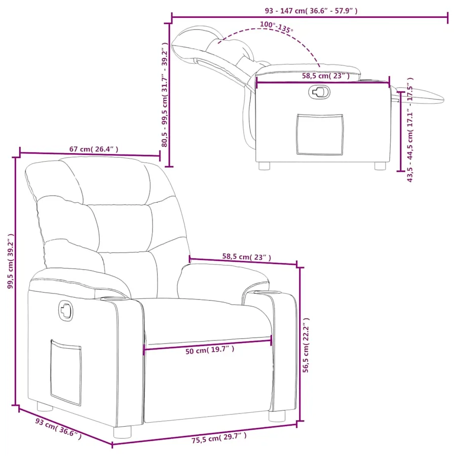 Fauteuil inclinable Rouge bordeaux Tissu - 11