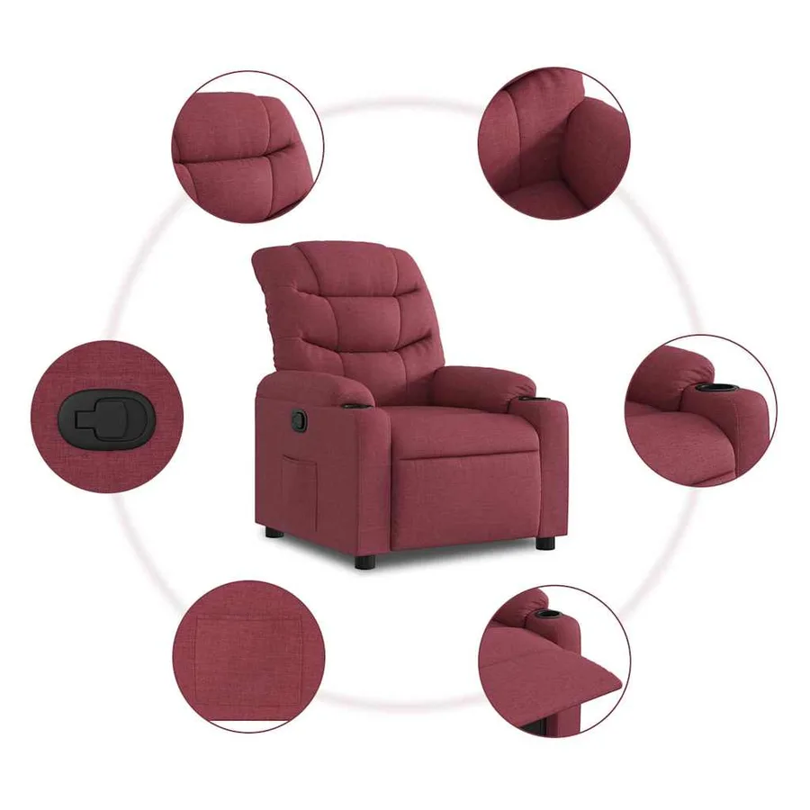 Fauteuil inclinable Rouge bordeaux Tissu - 5
