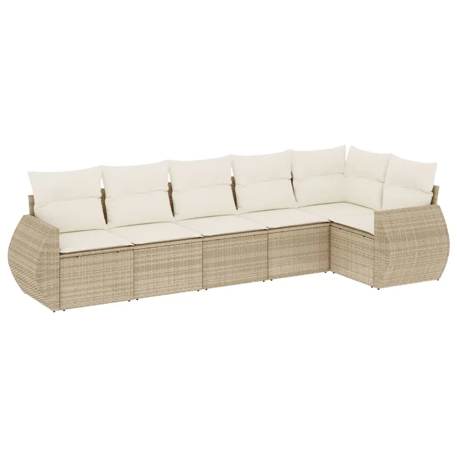 Salon de jardin avec coussins 6 pcs beige résine tressée - 2