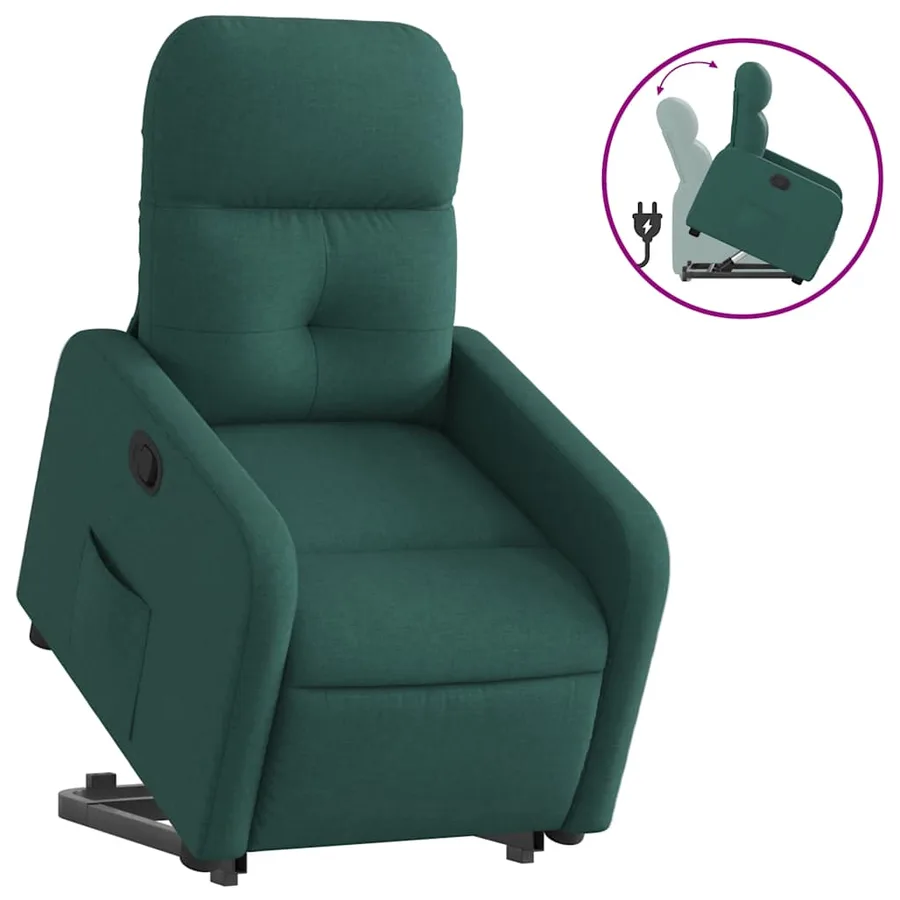Fauteuil inclinable vert foncé tissu - 2