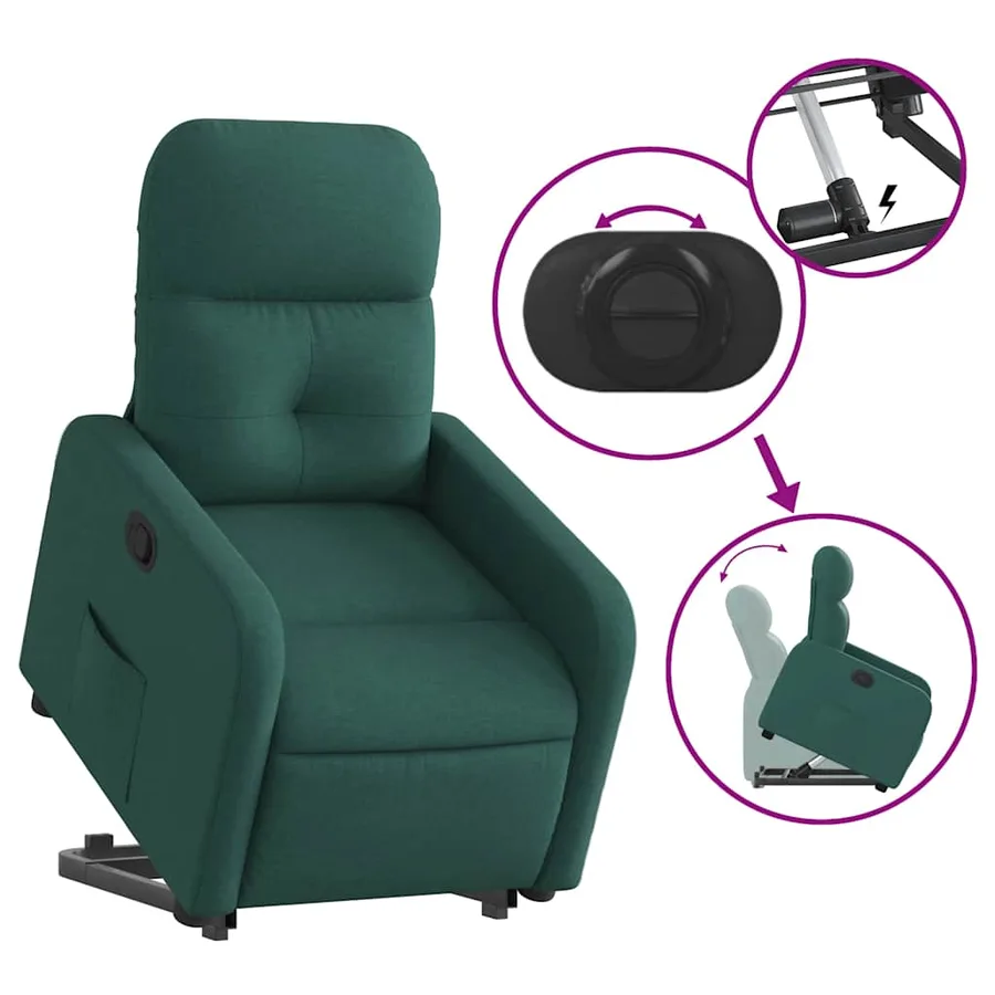 Fauteuil inclinable vert foncé tissu - 6