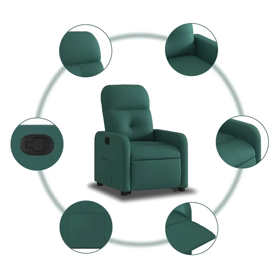 Fauteuil inclinable vert foncé tissu - 8