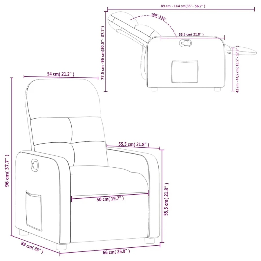 Fauteuil inclinable Marron foncé Tissu - 11