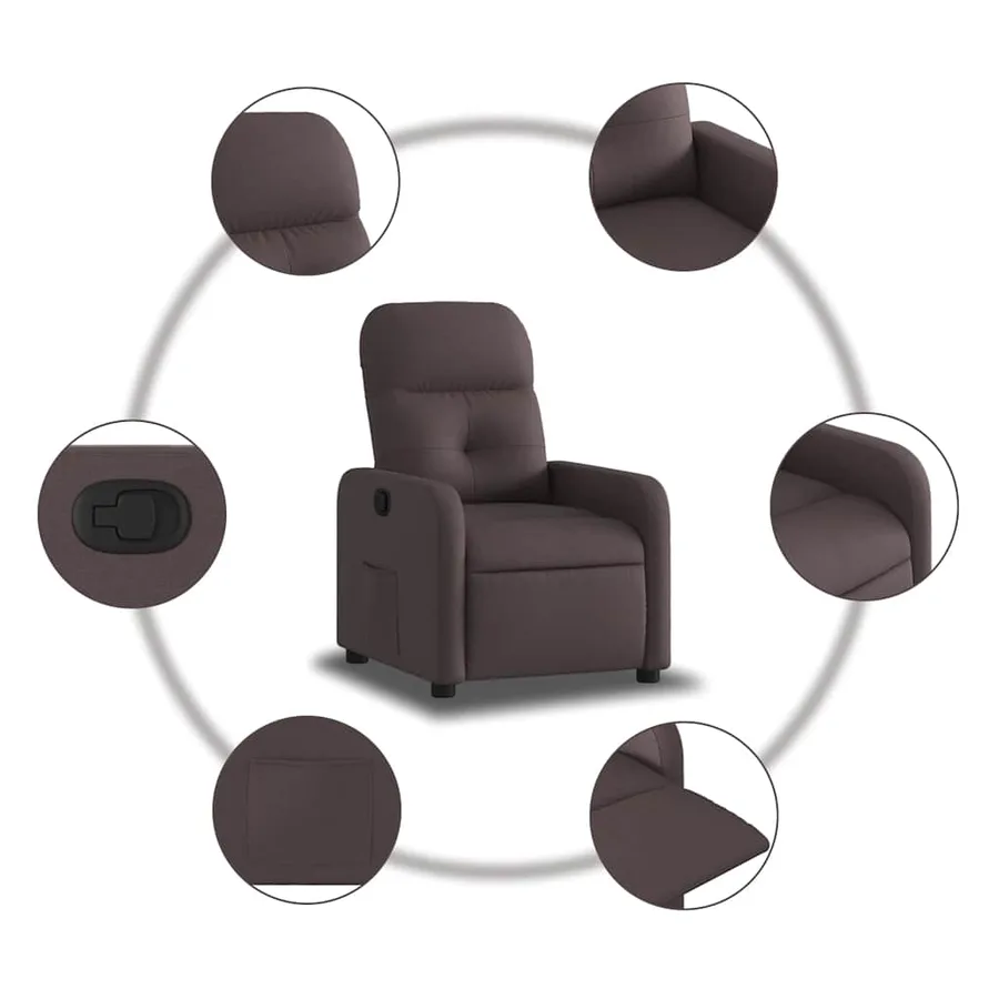 Fauteuil inclinable Marron foncé Tissu - 5