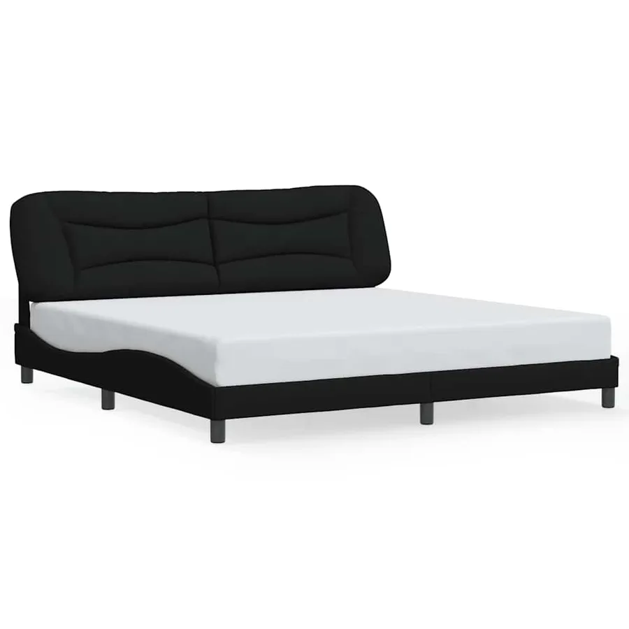 Cadre de lit sans matelas Hvar noir 200x200 cm tissu - 2