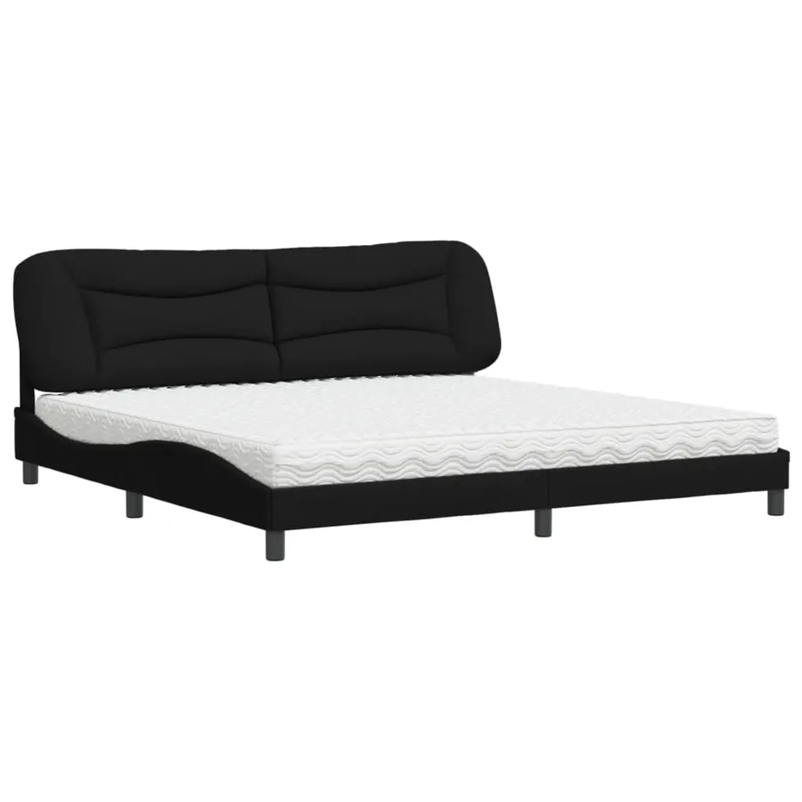 Lit avec matelas Hvar noir 200x200 cm tissu - 2