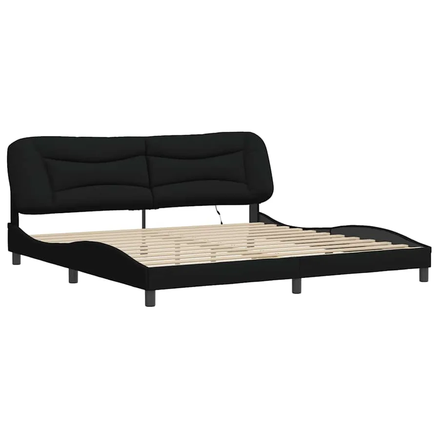 Cadre de lit avec LED sans matelas Hvar noir 200x200 cm tissu - 3