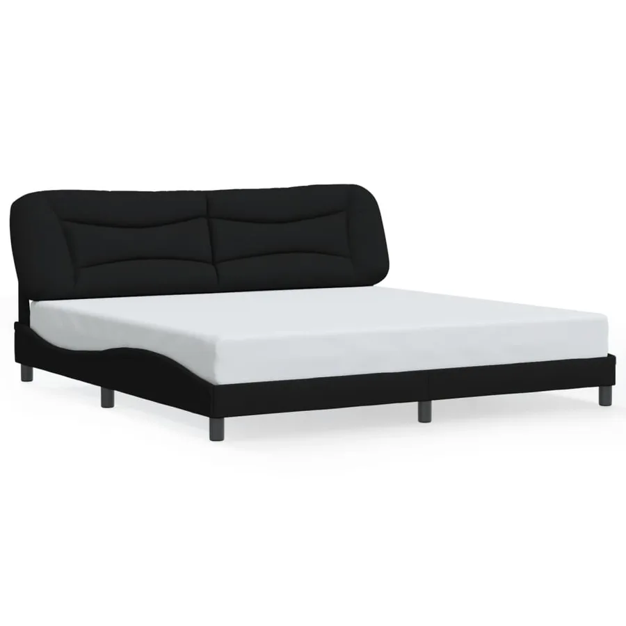 Cadre de lit avec LED sans matelas Hvar noir 200x200 cm tissu - 5