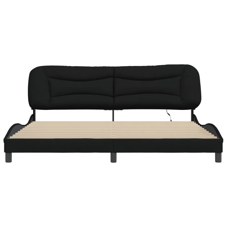Cadre de lit avec LED sans matelas Hvar noir 200x200 cm tissu - 6