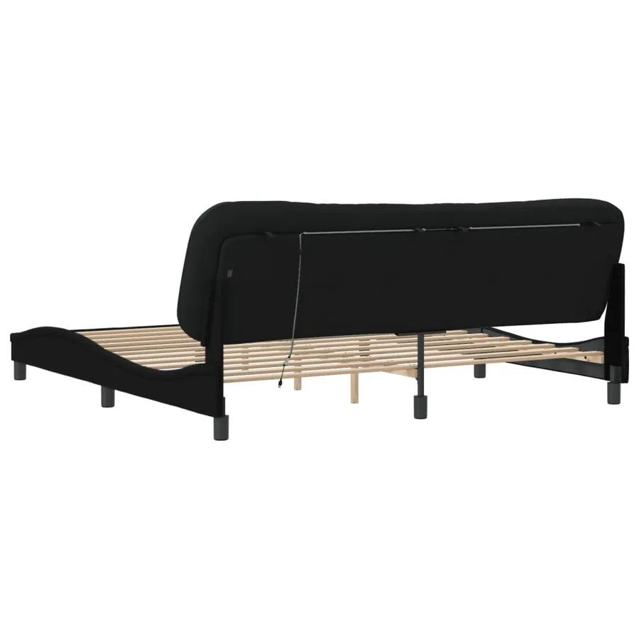 Cadre de lit avec LED sans matelas Hvar noir 200x200 cm tissu - 9