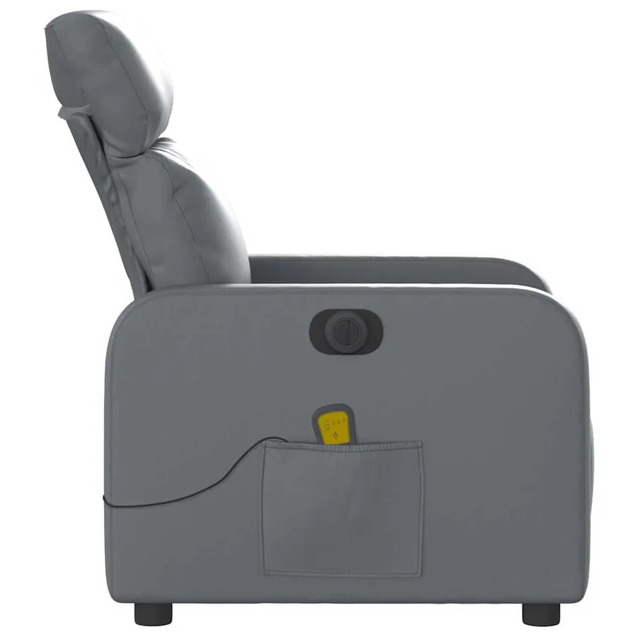 Fauteuil de massage inclinable électrique gris similicuir - 10