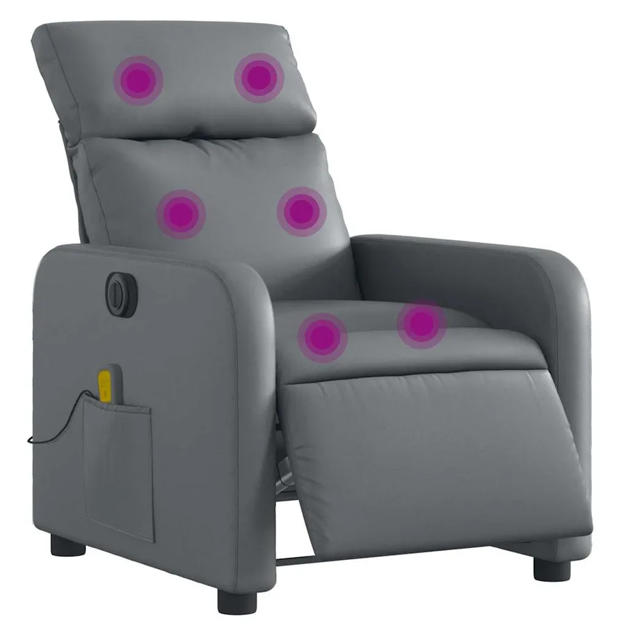 Fauteuil de massage inclinable électrique gris similicuir - 3