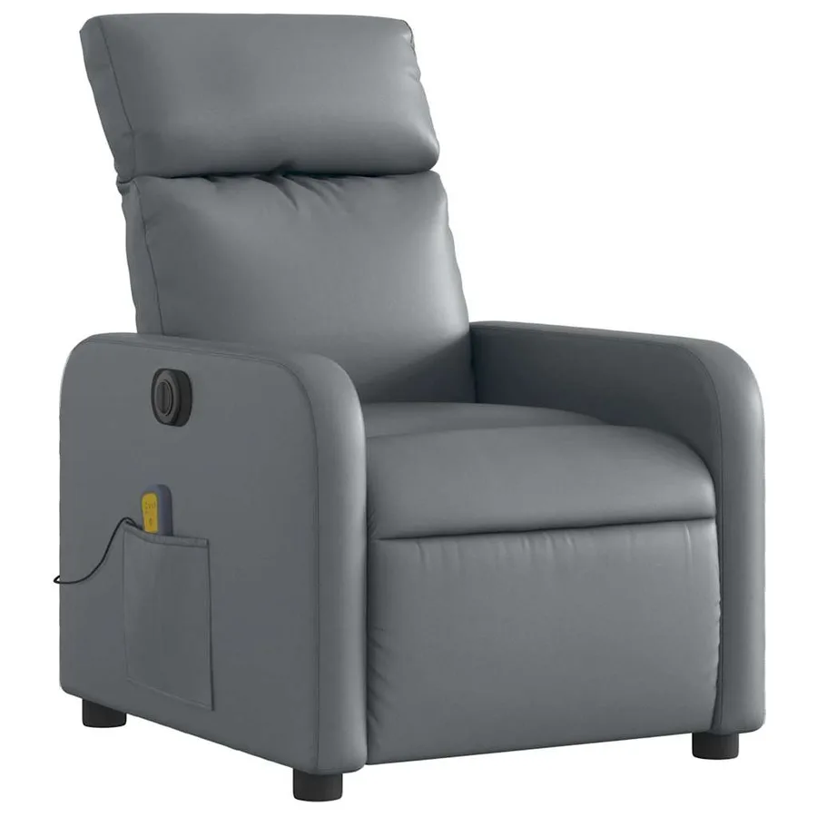 Fauteuil de massage inclinable électrique gris similicuir - 4