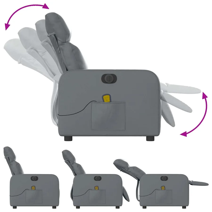 Fauteuil de massage inclinable électrique gris similicuir - 7