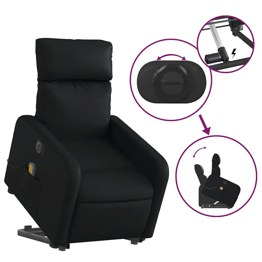 Fauteuil inclinable de massage électrique noir similicuir - 11