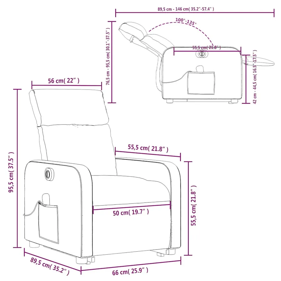 Fauteuil inclinable de massage électrique noir similicuir - 17