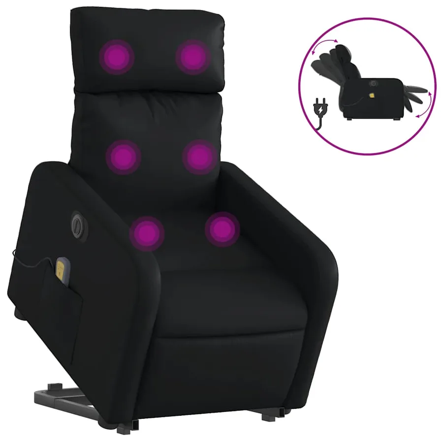 Fauteuil inclinable de massage électrique noir similicuir - 2