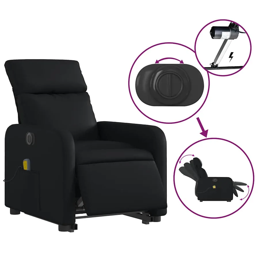 Fauteuil inclinable de massage électrique noir similicuir - 6
