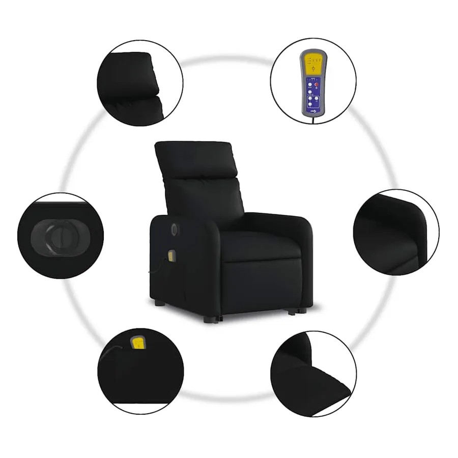 Fauteuil inclinable de massage électrique noir similicuir - 8