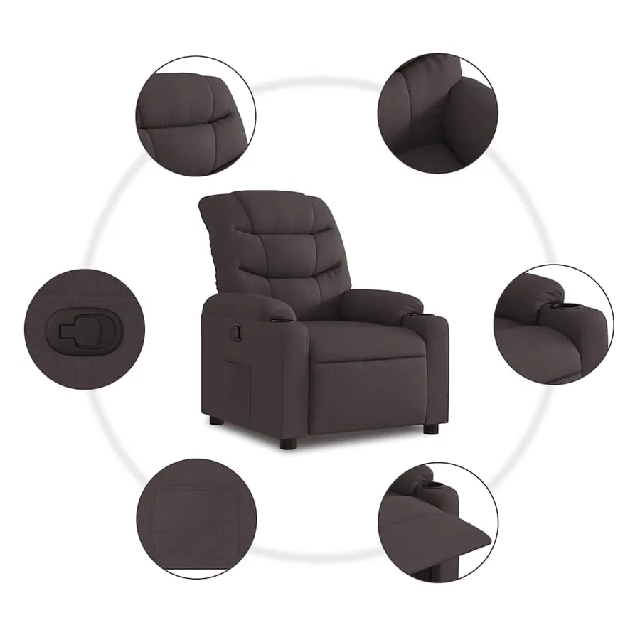 Fauteuil inclinable Marron foncé Tissu - 5